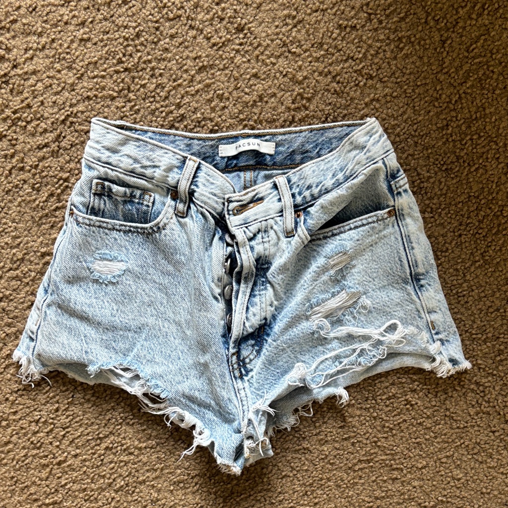 Pacsun Light Blue Distressed High-Rise Jean Shorts
